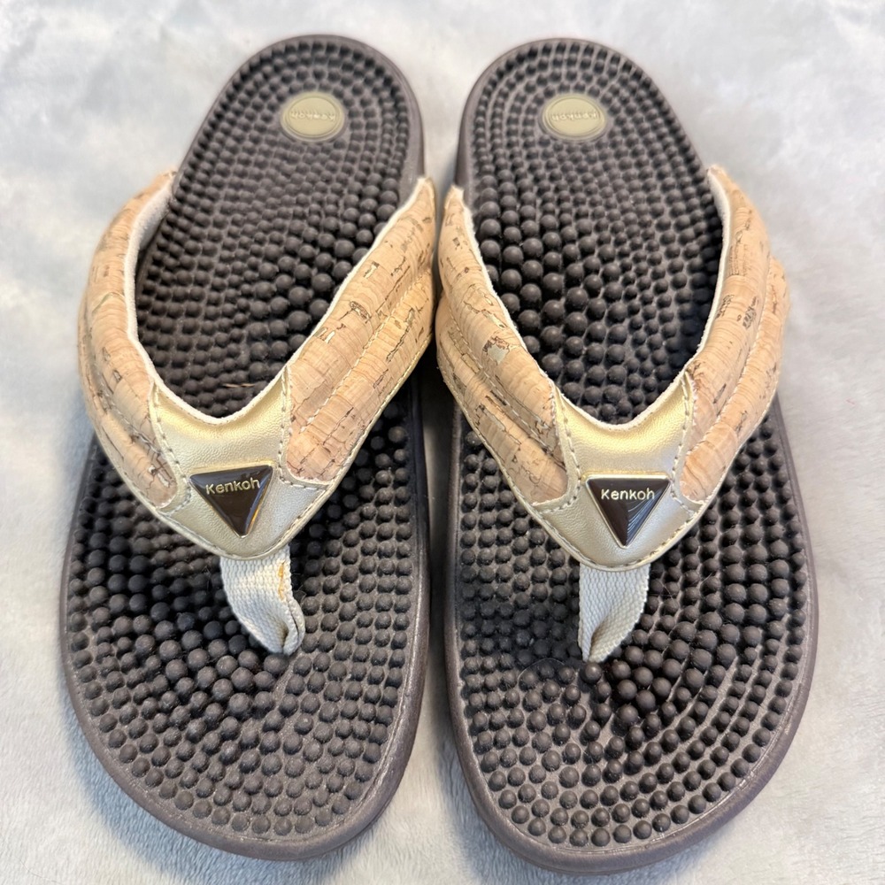 Kenkoh Reflexology Massage Flip Flops Women's 7 EU 38 Cork Comfort Sandals